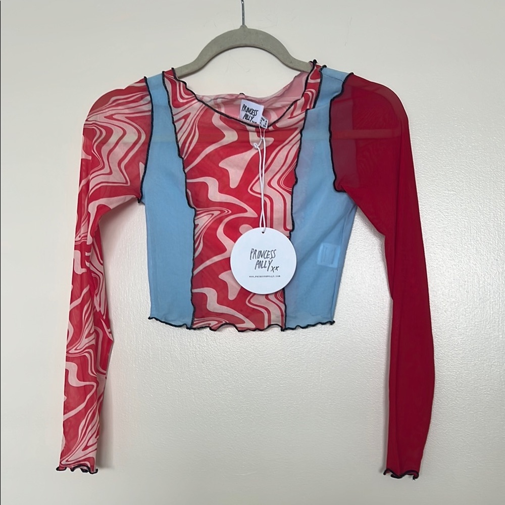 Princess Polly Red and Blue Women's Top